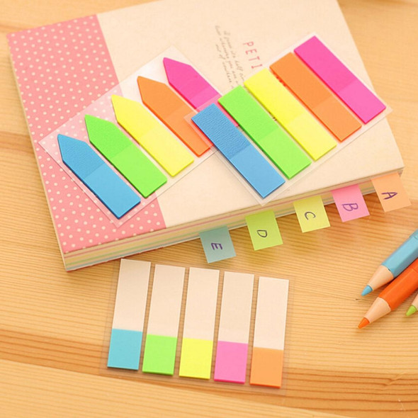 10 PCS Full Color Type Creative Fluorescence Classification Indexes Paste Sticks PET Bookmarks Sticky Note Stationeries