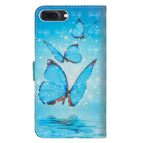 3D Painting Pattern Horizontal Flip TPU + PU Leatherette Case with Holder & Card Slots & Wallet - iPhone 7 Plus(Three Butterfly)