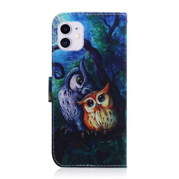 iPhone 12 mini Coloured Drawing Horizontal Flip Leather Case, with Holder & Card Slots & Wallet(Oil Painting Owl)