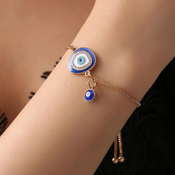 Women Handmade Blue Crystal Evil Eye Lucky Chains Bracelets(Dark Blue)