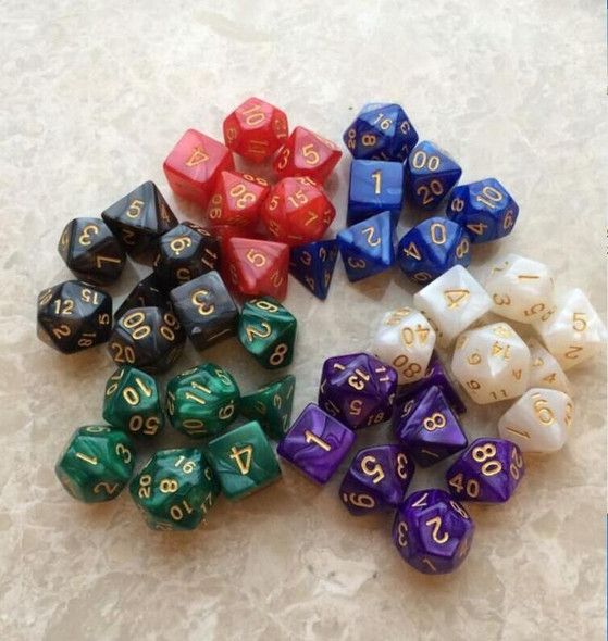 5 Set Creative RPG Game Dice Colorful Multicolor Dice Mixed DND Dice(Black)
