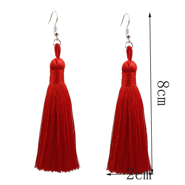 3 Pairs Women Boho Fashion Long Tassel Earrings(wine red)