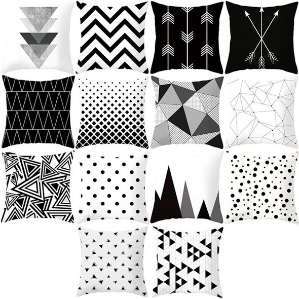 2 PCS Black and White Simple and Modern Geometric Abstract Decorative Pillowcases Polyester Throw Pillow Case(1)