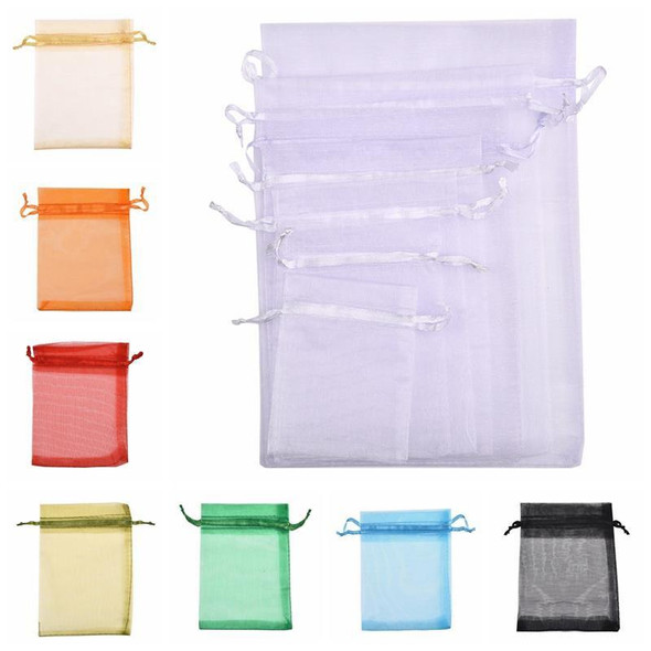 100 PCS Gift Bags Jewelry Organza Bag Wedding Birthday Party Drawable Pouches, Gift Bag Size:20x30cm(Light Pink)