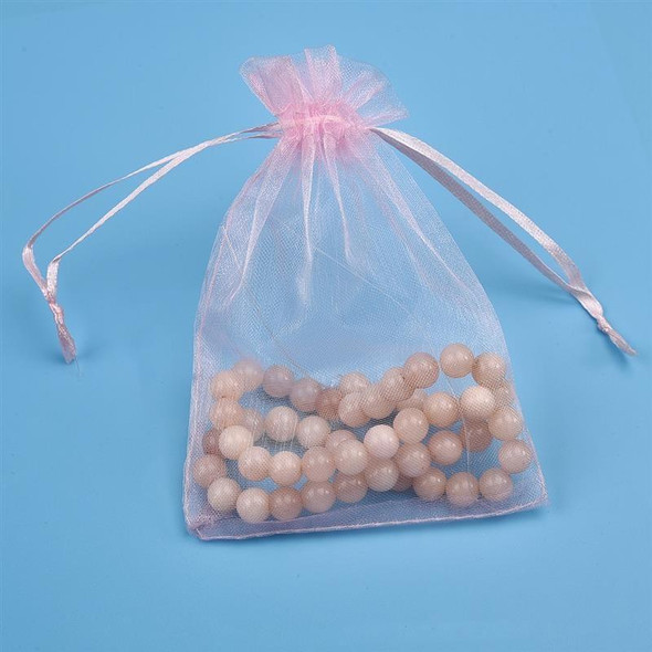 100 PCS Gift Bags Jewelry Organza Bag Wedding Birthday Party Drawable Pouches, Gift Bag Size:13X18cm(Shell Pink)