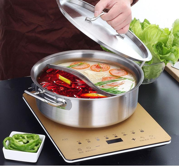 Stainless Steel Extra Thick Hot Pot Thickened Bottom Grid Pot(Diameter : 32cm)