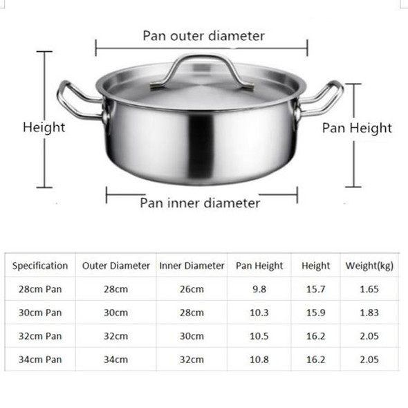 Stainless Steel Extra Thick Hot Pot Thickened Bottom Grid Pot(Diameter : 30cm)
