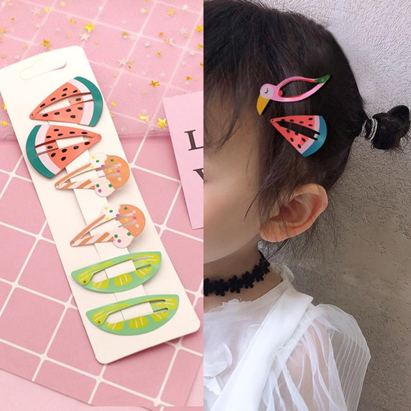 6 PCS/Set Kids Hair Accessories Fruit Hairpins Cartoon Rainbow Hair Clip(Ice cream 1#)