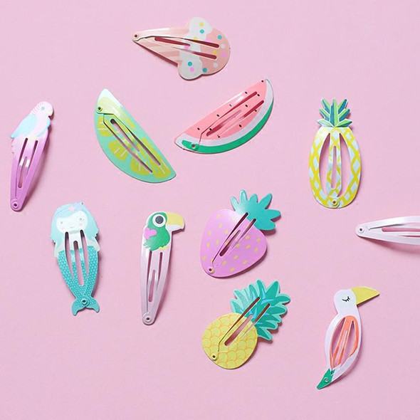 6 PCS/Set Kids Hair Accessories Fruit Hairpins Cartoon Rainbow Hair Clip(New Bird pineapple 8#)