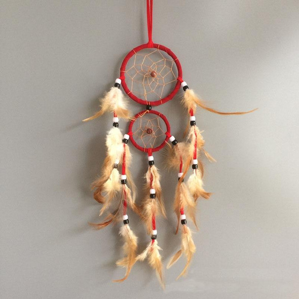 Home Decoration Retro Feather Dream Catcher Circular Feathers Wall Hanging Decor(YELLOW)