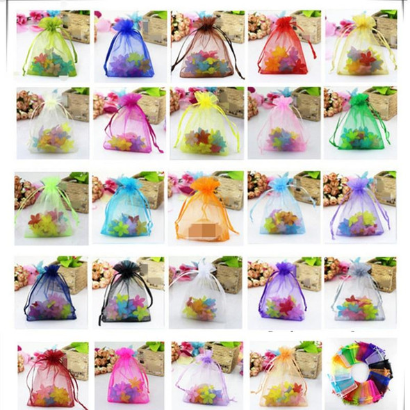 100 PCS Organza Gift Bags Jewelry Packaging Bag Wedding Party Decoration, Size: 7x9cm(D3 Beige White)