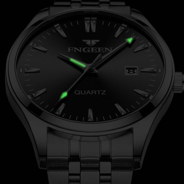 FNGEEN 2111 Men Simple Luminous Calendar Quartz Watch(Black Leatherette White Shell Black Surface)