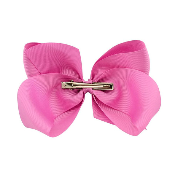 5 PCS 6 Inch Colorful Kids Girls Big Solid Ribbon Hair Bow Clips(36)