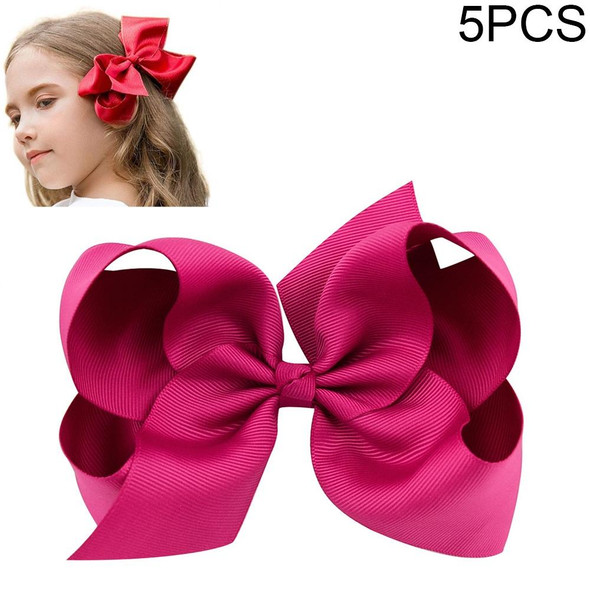 5 PCS 6 Inch Colorful Kids Girls Big Solid Ribbon Hair Bow Clips(30)