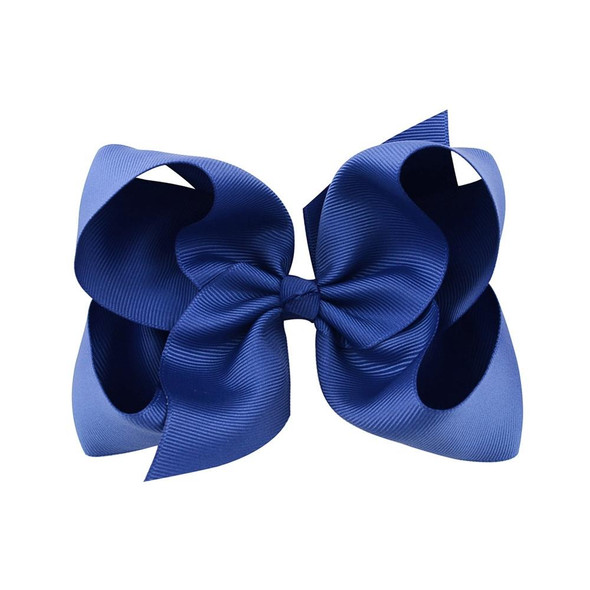 5 PCS 6 Inch Colorful Kids Girls Big Solid Ribbon Hair Bow Clips(37)