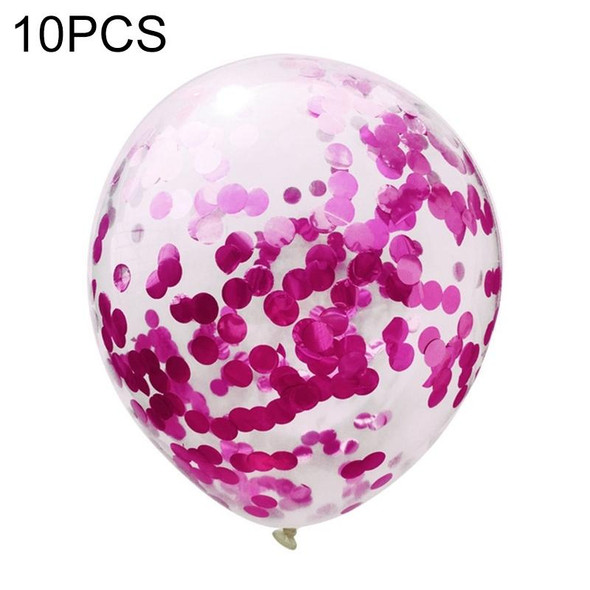 10 PCS 12 Inch Confetti Balloons Wedding Decoration Happy Birthday Party Latex Balloon(Rose Red)