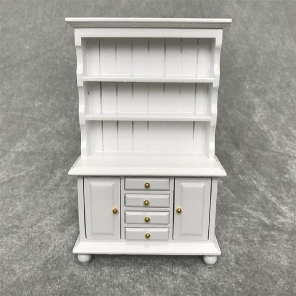 1/12 Dollhouse Miniature Furniture Multifunction Wood Cabinet Bookcase(White)