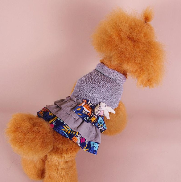 Autumn And Winter Pet Skirt Teddy Bichon Hiromi Schnauzer Yorkshire Small Dog Clothes, Size: XL(Blue Gray)