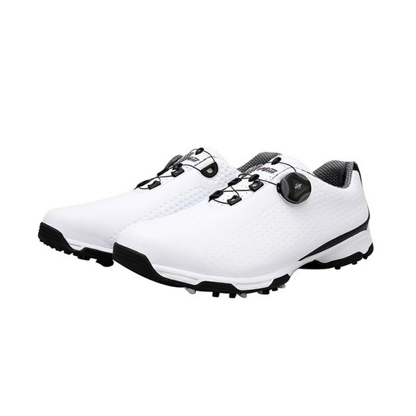PGM Golf Breathable Rotating Buckle Sneakers Outdoor Sport Shoes for Men(Color:White Black Size:39)