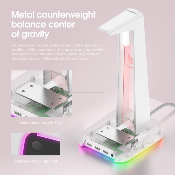 ONIKUMA ST-2 RGB Lighting Headset Holder Stand(White)