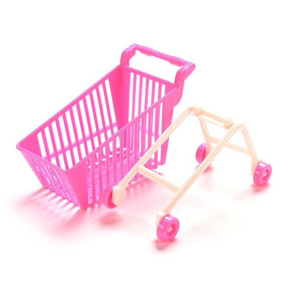 3 PCS Plastic Doll Simulation Trolley Shopping Cart Toy Children Birthday Gift(Pink)