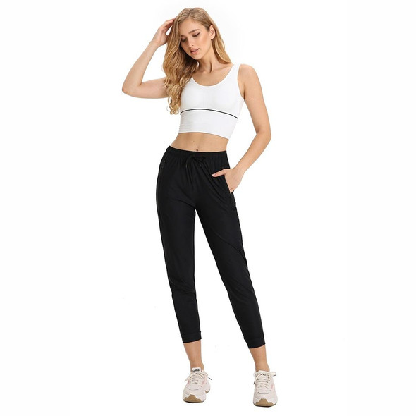 Ice Straight Skinny Sweatpants With Side Pockets (Color:Black Size:M)