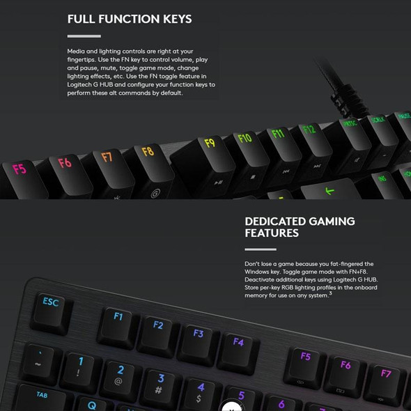 Logitech G512 RGB C-axis Mechanical Wired Gaming Keyboard, Length: 1.8m (Black)