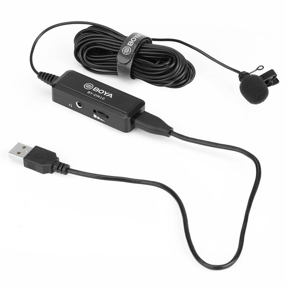 BOYA BY-DM10 USB / 8 Pin Plug Broadcast Lavalier Microphone with Windscreen, Cable Length: 6m(Black)