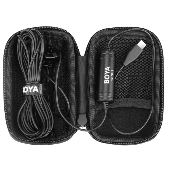 BOYA BY-DM2 USB-C / Type-C Broadcast Lavalier Condenser Microphone with Windscreen for Android Phones / Tablets (Black)