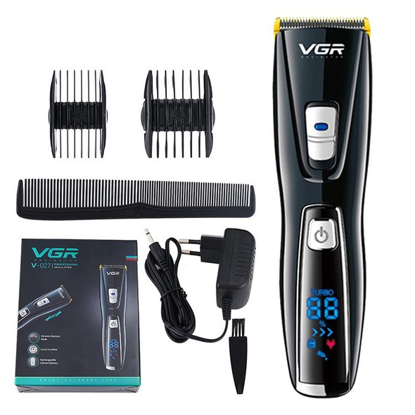 VGR V-027 10W Professional Electric Hair Clipper with LCD Display, Plug Type: EU Plug