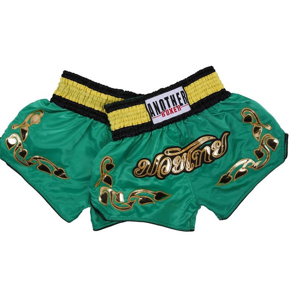 ANOTHERBOXER MMA/Martial Arts/Sanshou/Thai Boxing Professional Training Shorts for Men and Women, Size: XL(No. 71 New Dark Green/Yellow Black Waist)