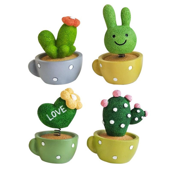 10 PCS Cute Shaking Head Spring Car Decoration Cake Baking Mini Potted Resin Decoration, Specification: Rabbit