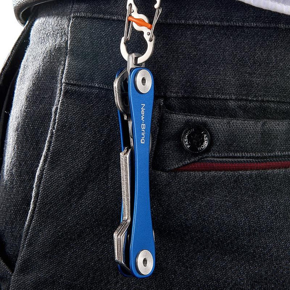 New Bring Mini Keychain Emergency Tool Multifunctional Portable Car Accessories Metal Key Storage Device(Blue Lengthening)