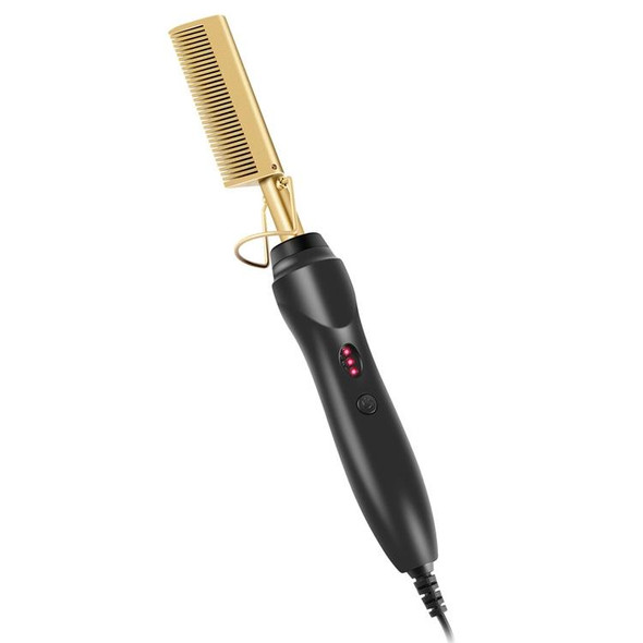 Multifunctional Comb Dry And Wet Dual-Use Curly Hair Straightening Stick Electric Perm Comb AU Plug(Golden)