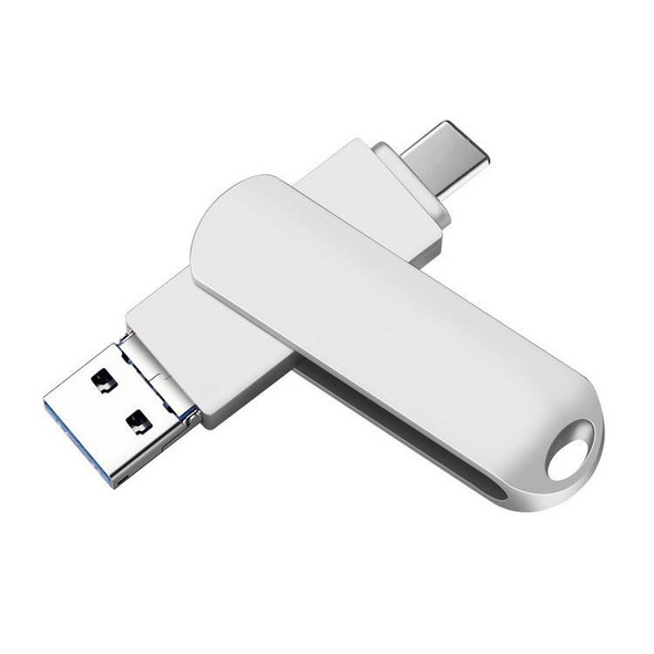 32GB USB 3.0 + 8 Pin + USB-C / Type-C 3 in 1 Phone Computer Rotatable Metal U-Disk