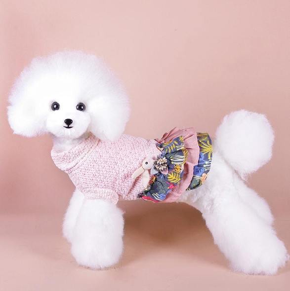 Autumn And Winter Pet Skirt Teddy Bichon Hiromi Schnauzer Yorkshire Small Dog Clothes, Size: XXL(Pink)