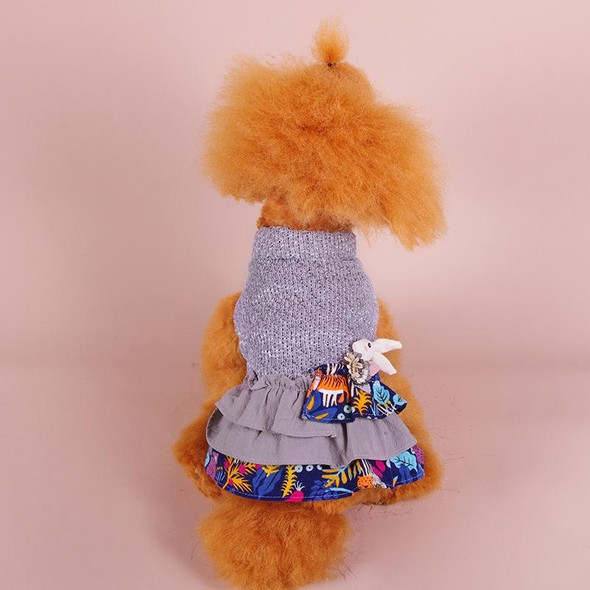 Autumn And Winter Pet Skirt Teddy Bichon Hiromi Schnauzer Yorkshire Small Dog Clothes, Size: L(Blue Gray)