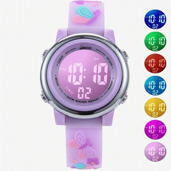 JNEW A86628 Student Cartoon 3D Butterfly Multi-Function Waterproof LED Sports Electronic Watch(Red)