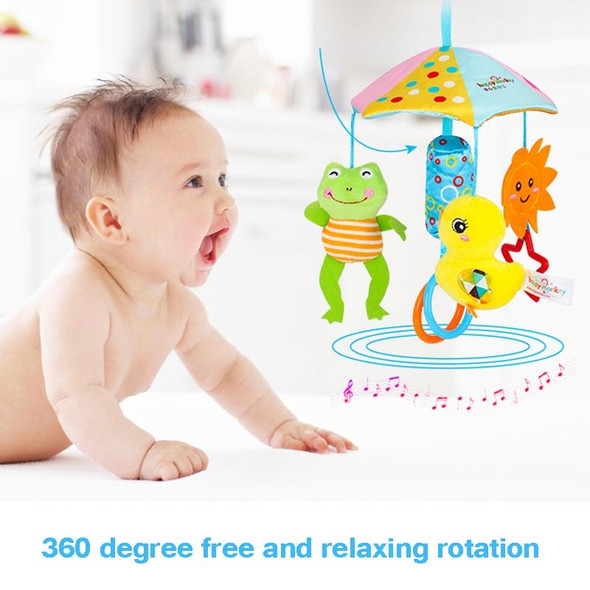 Happy Monkey H168114-2 Umbrella Design Baby Bed Bell Music Rotating Baby Toy Stroller Pendant(Cloud Bee Bird)