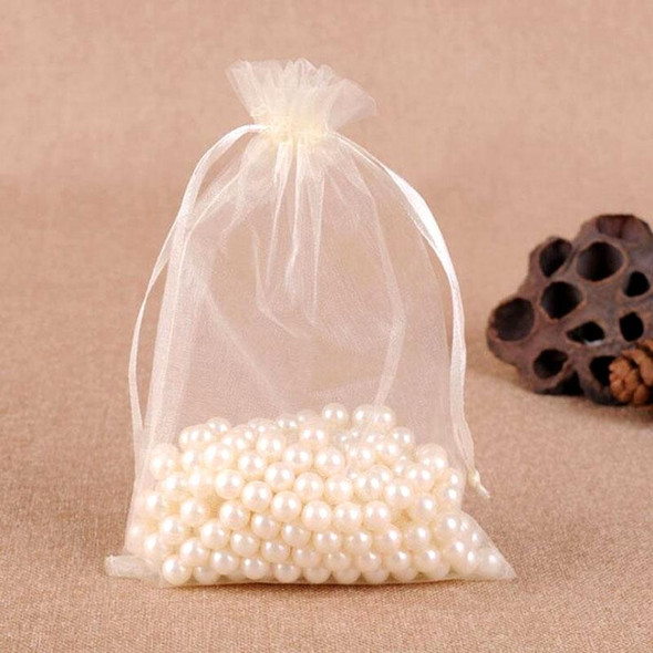 100 PCS Gift Bags Jewelry Organza Bag Wedding Birthday Party Drawable Pouches, Gift Bag Size:13X18cm(Creamy White )