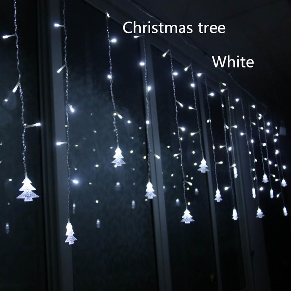 3.5M 96 Leds Curtain Christmas Tree Icicle String Lights Fairy Lights Christmas New Year Lights Wedding Party Decoration, Wattage:110V US Plug(White)