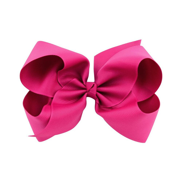 5 PCS 6 Inch Colorful Kids Girls Big Solid Ribbon Hair Bow Clips(14)