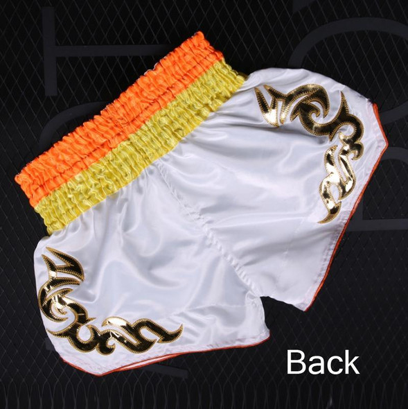 ANOTHERBOXER MMA/Martial Arts/Sanshou/Thai Boxing Professional Training Shorts for Men and Women, Size: M(No. 60 White Body/Orange Waist)