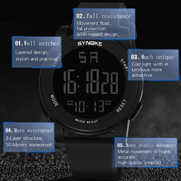 SYNOKE 9002 Men Outdoor Waterproof Sports Watch Multifunctional Luminous Digital Watch(Army Green)