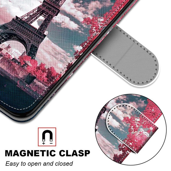 Samsung Galaxy S20 FE Coloured Drawing Cross Texture Horizontal Flip PU Leather Case with Holder & Card Slots & Wallet & Lanyard(Pink Flower Tower Bridge)