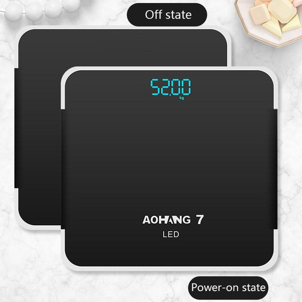 AOHANG7 USB Weight Scale With LED Hidden Screen Tempered Glass Body Scale(Bright Black)