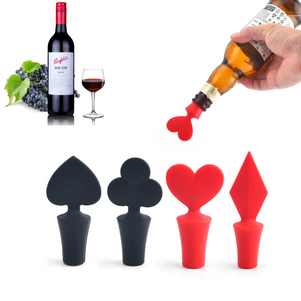 12 PCS Silicone Wine Stopper Poker Series Wine Stopper(Black Peach Heart)