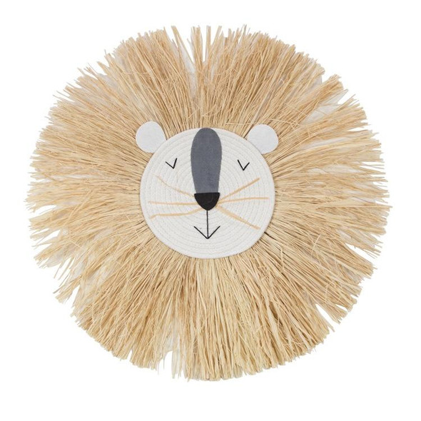 Handmade Woven Cartoon Lion Tiger Straw Home Wall Hanging Ornaments Children Room Clothing Store Props(SZ-M01)