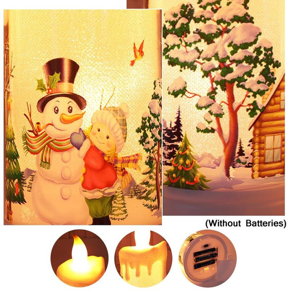 Christmas Decoration Night Light LED Simulation Flame Candle Light(A-Snowman)