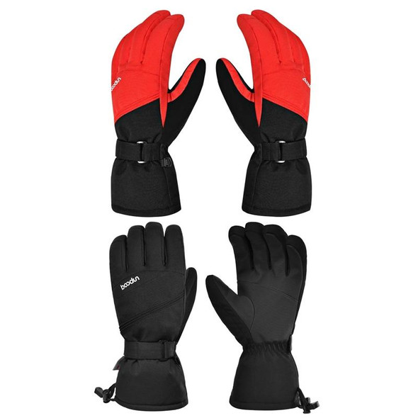 Boodun Winter Outdoor Ski Gloves Plus Velvet Inner Mountaineering Waterproof Keep Warm Gloves, Size: XL(Black Red)